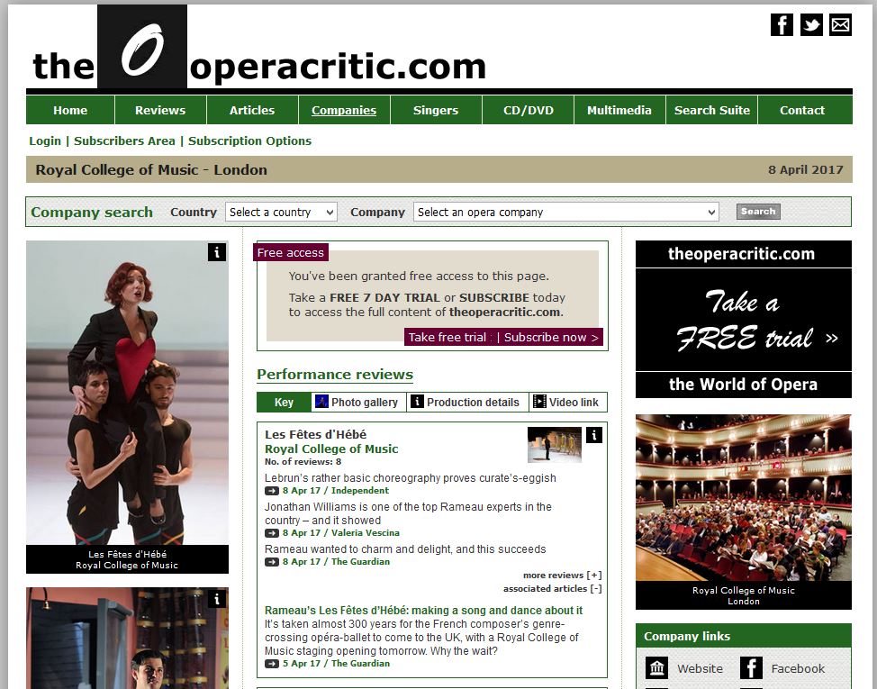 Review of Les Fetes d' Hebe on Opera Critic