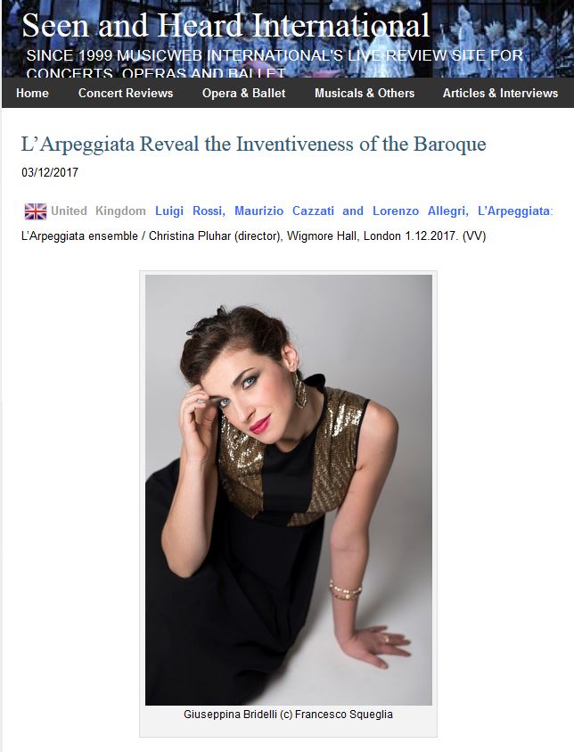 S&amp;HI review on L'Arpeggiata and G. Bridelli